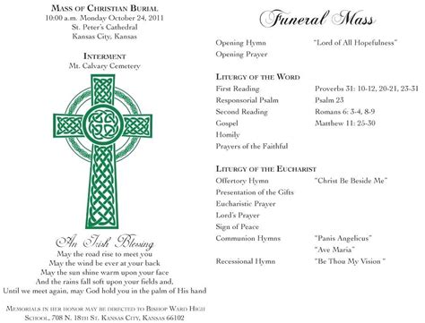 Catholic Church Program Template for Funeral Services