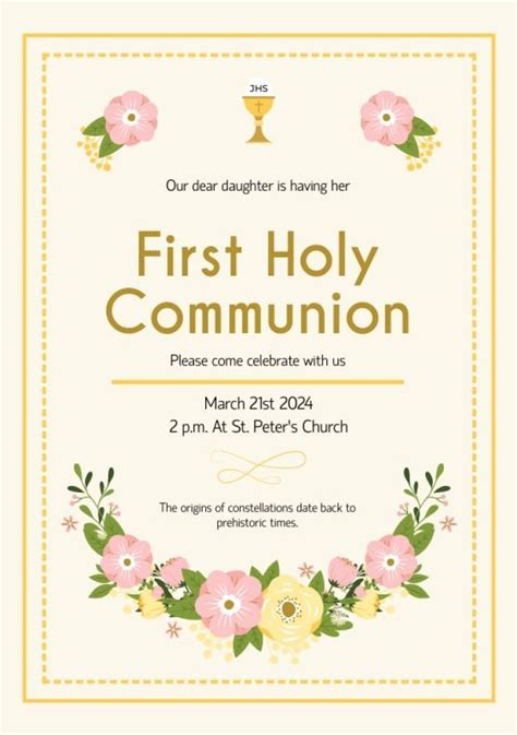 Catholic First Communion Invitation Designs