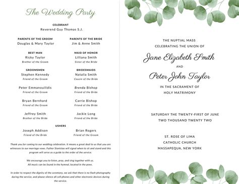 Catholic Wedding Program Examples PDF