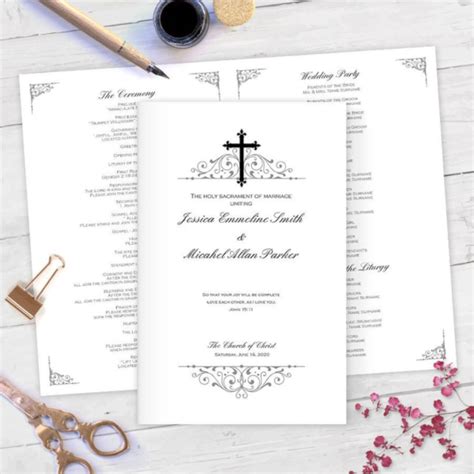 Catholic Wedding Program Template Design