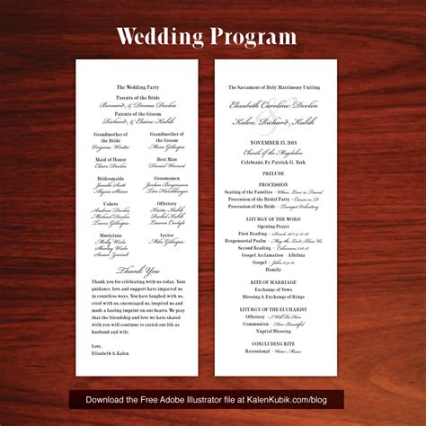 Catholic Wedding Program Template Ideas