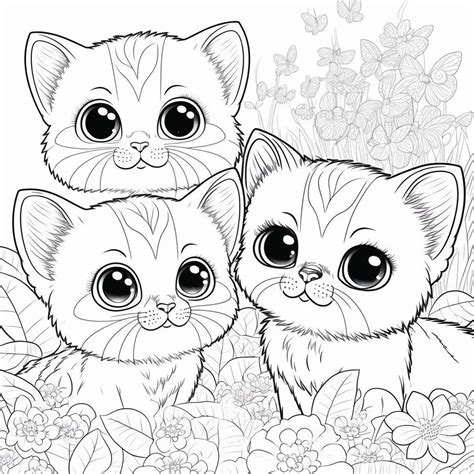 Cute cat coloring page