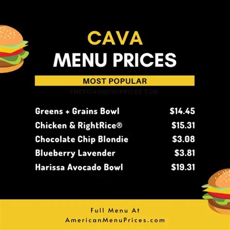 Cava Menu Prices