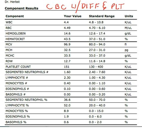 CBC Test Results Example 2