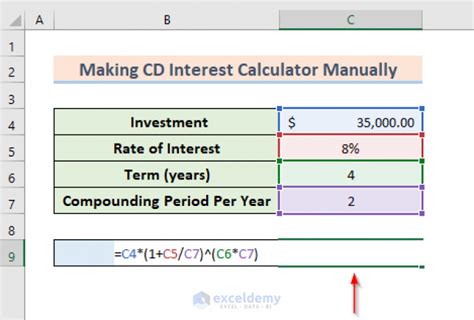 CD interest annual calculation