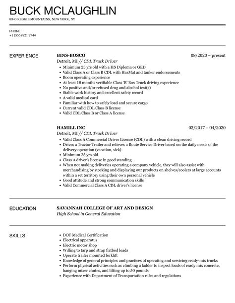 CDL Truck Driver Resume Template 3