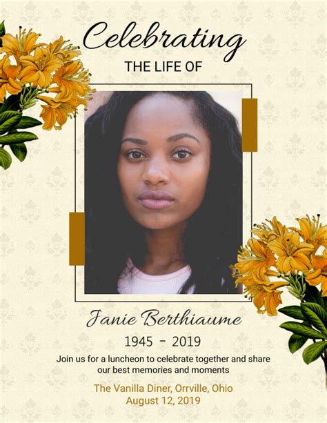 Celebration of Life Flyer Template Free