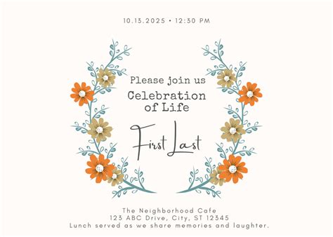 Celebration of Life Invitation Template