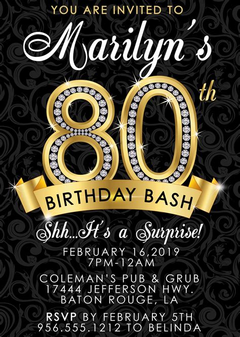 Celebration Time 80th Birthday Invitation Template