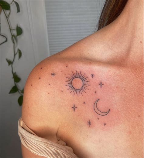 Celestial Shoulder Tattoo Design