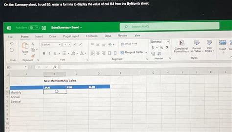 Formula-based data summary in Cell B3