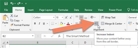 Example of cell padding in Excel