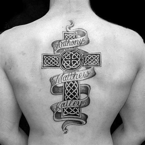 Celtic cross back tattoo design