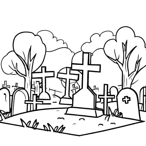 Cemetery Coloring Page