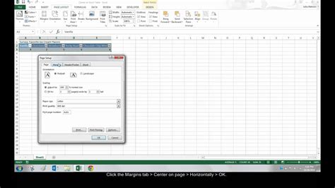 Centering a table in Excel using alignment buttons