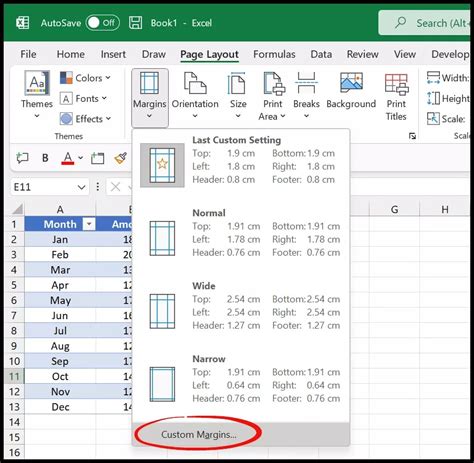 Centering a table in Excel using Page Layout view