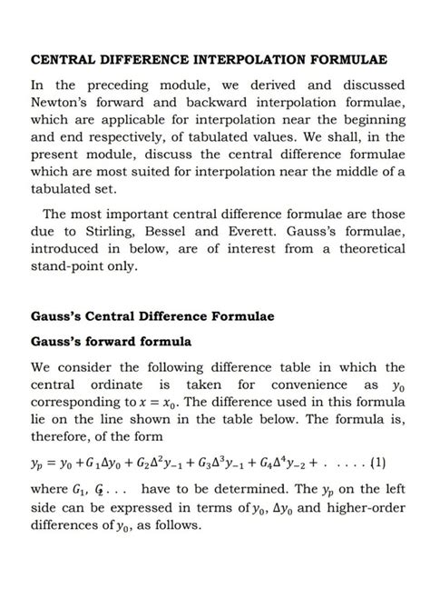 Central Difference Formula in Calculus