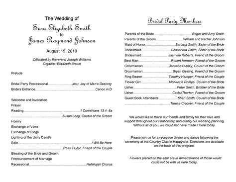 Ceremony Program Template Word