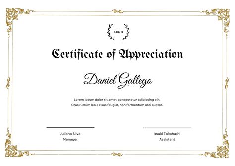 Certificate of Appreciation Template