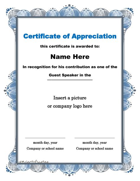 Certificate of Appreciation Template 9