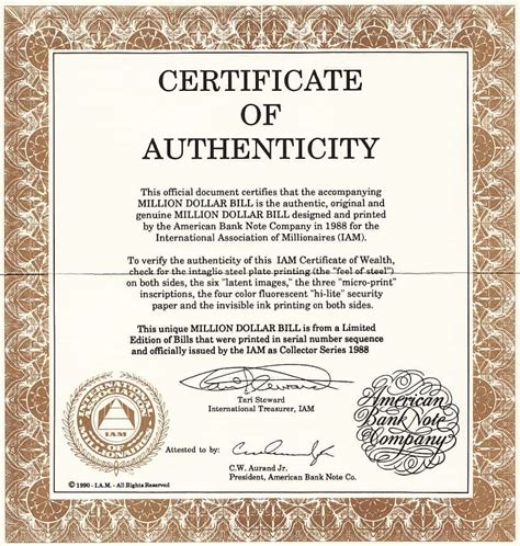 Certificate of Authenticity template 1