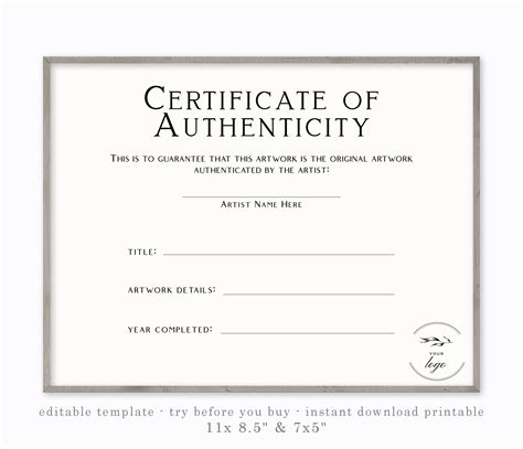 Certificate of Authenticity Template 10