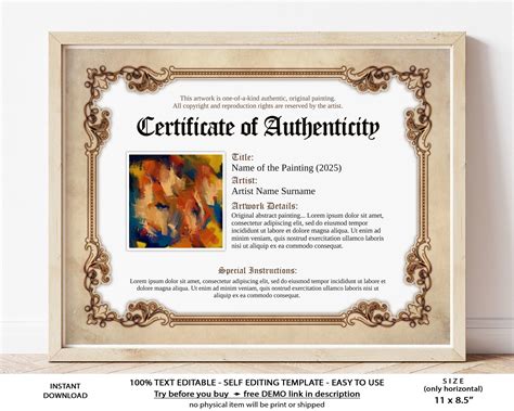 Certificate of Authenticity template 6