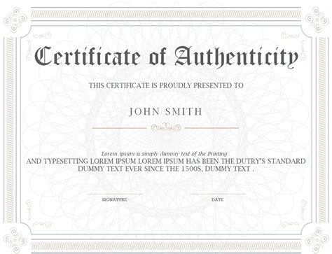 Certificate of Authenticity Template 8