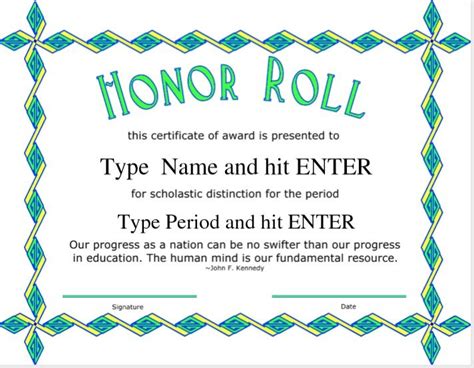 Certificate of Honor Template