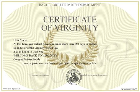 Certificate of Virginity Design