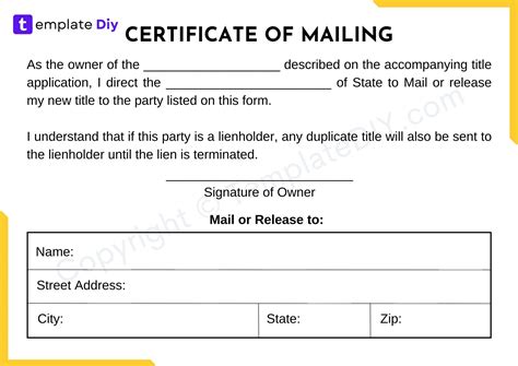 Certification of mailing in demand letter