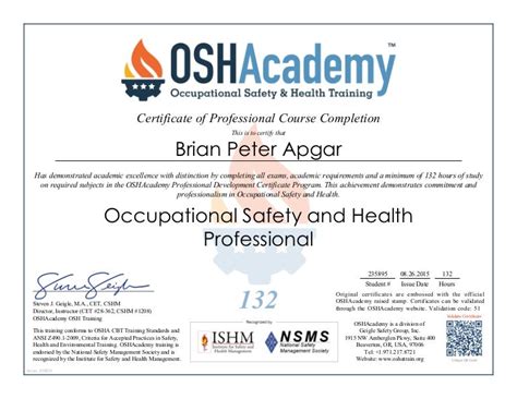 Certifications for Occupational Health Safety Specialists