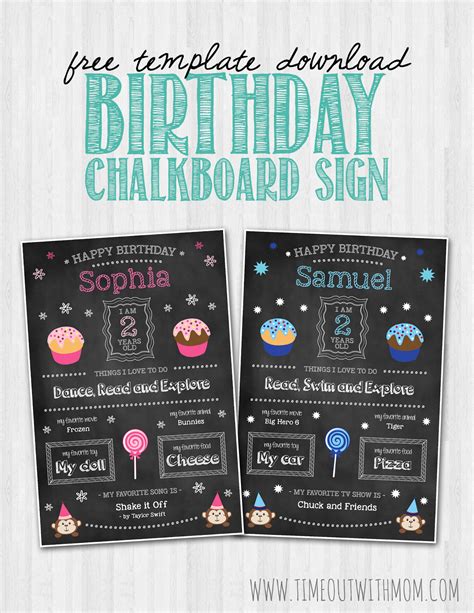 Chalkboard birthday templates