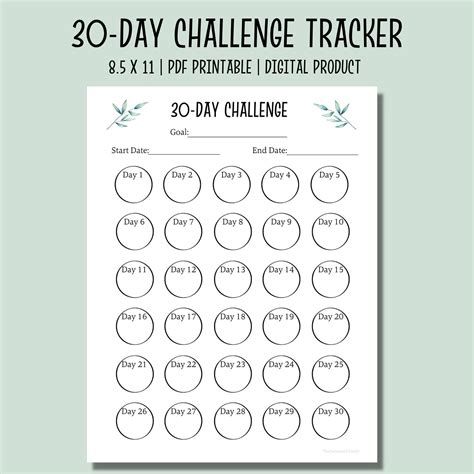 Challenge Tracker Printable 10