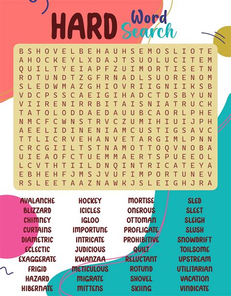 Challenging word search printables for experts