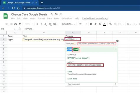 Change Case in Google Sheets