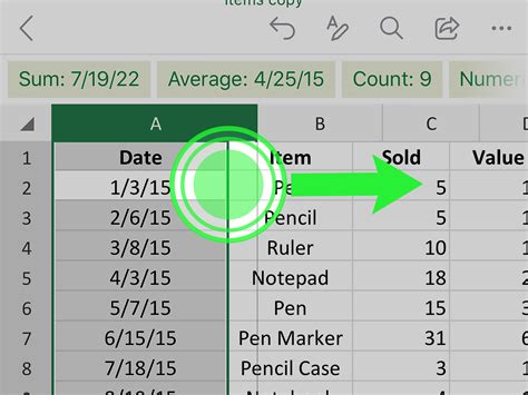 Changing Cell Size in Excel