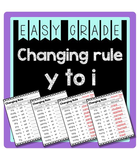 Changing Y to I Assessment Worksheet