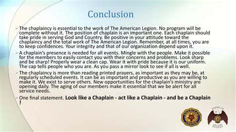 Chaplain Conclusion