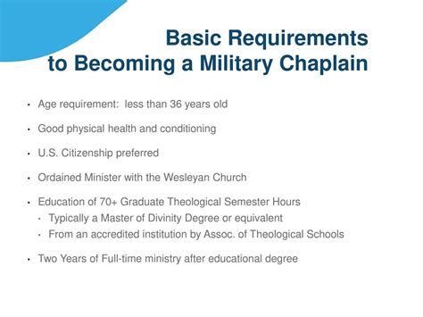 Chaplains typically require a Master's degree and certification