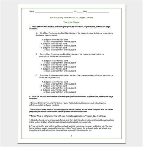 Chapter Outline Template Example