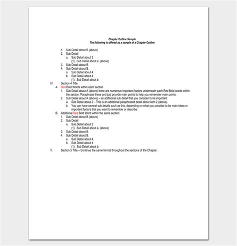 Chapter Outline Template for Novel