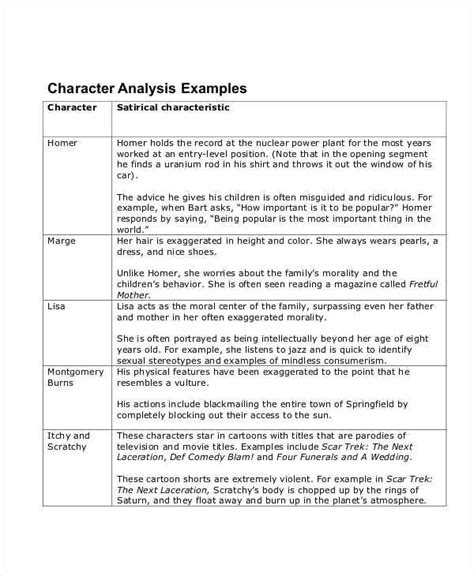 Character analysis concept