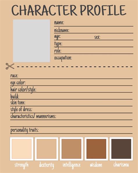 Character creation template example