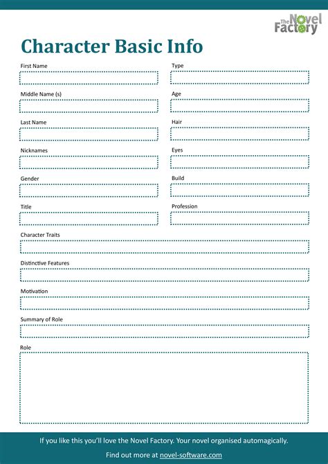 The character information section of a D&D character sheet template