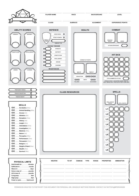 Character Sheet Template Gallery