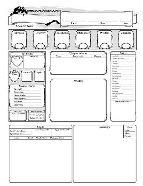 Printable Character Sheet Campaign