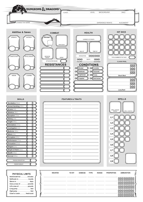 Printable Character Sheet Player