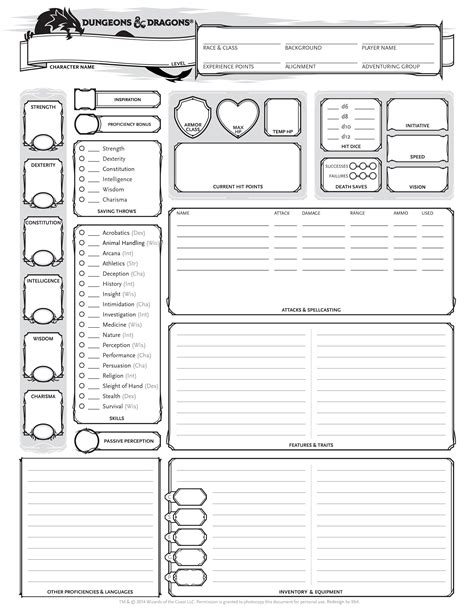 Character Sheets for D&D