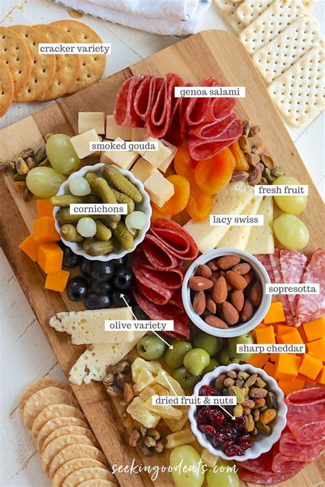 A selection of meats, cheeses, crackers, and fruits